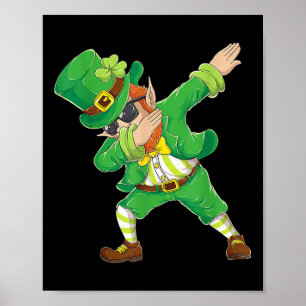 St patricks day Dabbing Leprechaun Shirt Kids Boy Poster