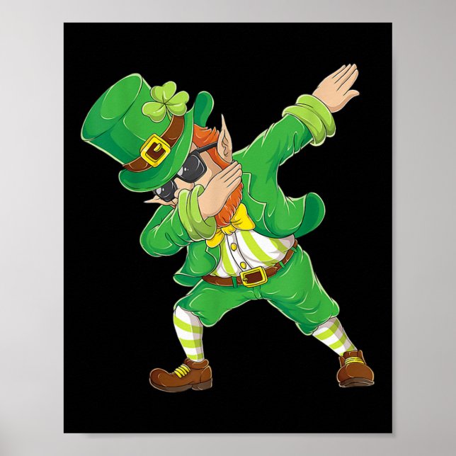 St patricks day Dabbing Leprechaun Shirt Kids Boy Poster (Framsidan)