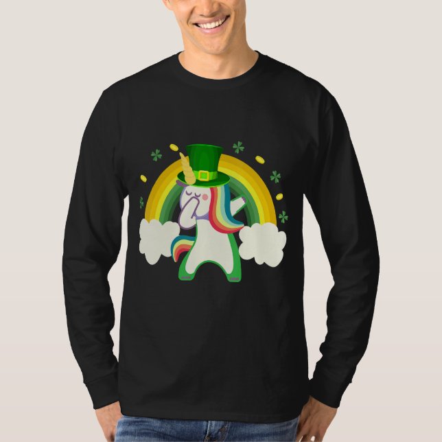St patricks day Dabbing Rainbow Unicorn Power of W T Shirt (Framsida)