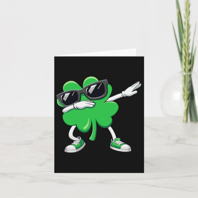 St patricks day Dabbing Shamrock Funny Boys Girls Kort (Framsida)