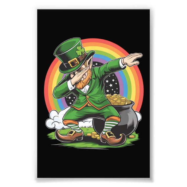 St Patricks Day Dabbing Tomte Dab Dans  Fototryck (Framsidan)