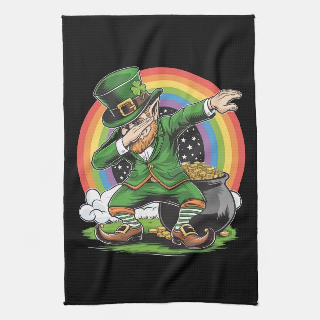 St Patricks Day Dabbing Tomte Dab Dans  Kökshandduk (Vertikal)