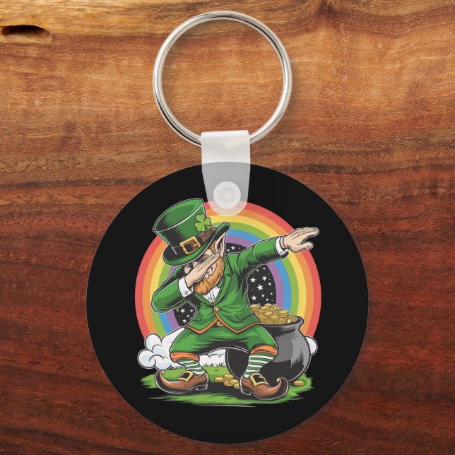 St Patricks Day Dabbing Tomte Dab Dans  Nyckelring (Framsida)