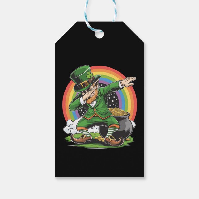 St Patricks Day Dabbing Tomte Dab Dans  Presentetikett (Baksidan)