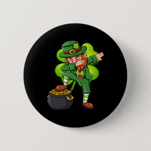 St Patricks Day Dabbing Tomte Irländska Pojkar Fli Knapp