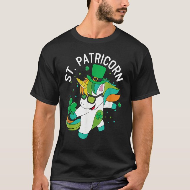 St Patricks Day Dabbing Unicorn Leprechaun Leprico T Shirt (Framsida)