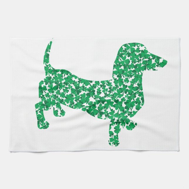 St. Patrick's Day Dachshund Kökshandduk (Horisontell)