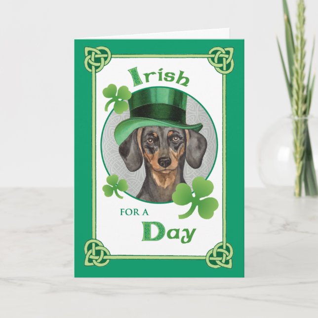 St. Patrick's Day Dachshund Kort (Framsida)