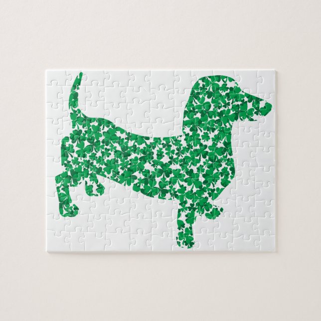 St. Patrick's Day Dachshund Pussel (Horisontell)