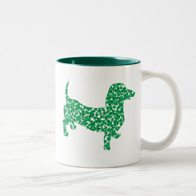 St. Patrick's Day Dachshund Två-Tonad Mugg (Höger)