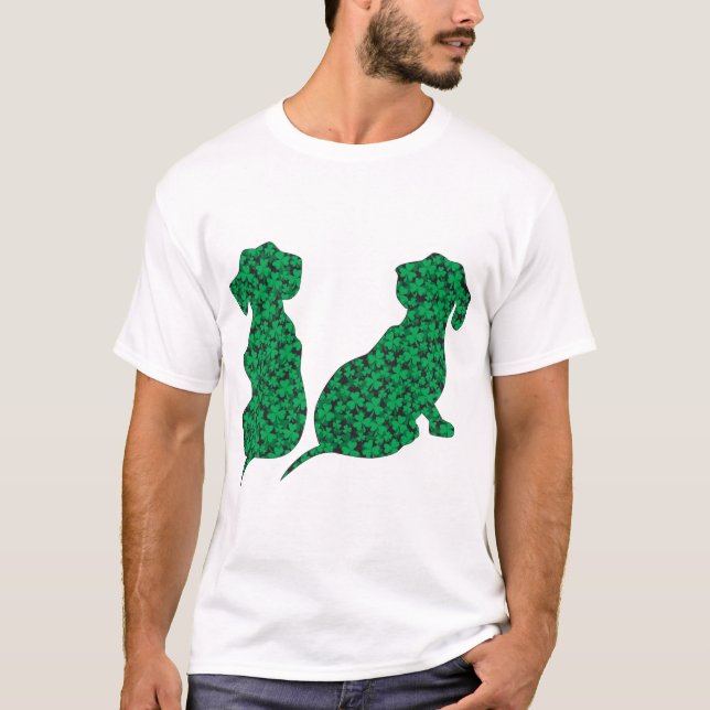 St. Patrick's Day Dachshunds T Shirt (Framsida)