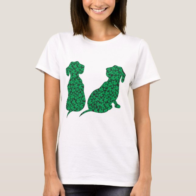 St. Patrick's Day Dachshunds T Shirt (Framsida)