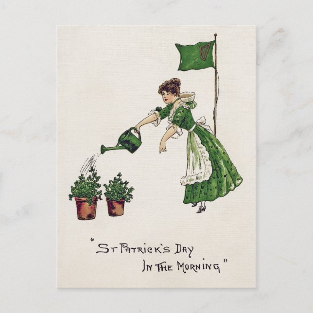 St. Patrick's Day Dam, Vintage Vykort (Framsida)