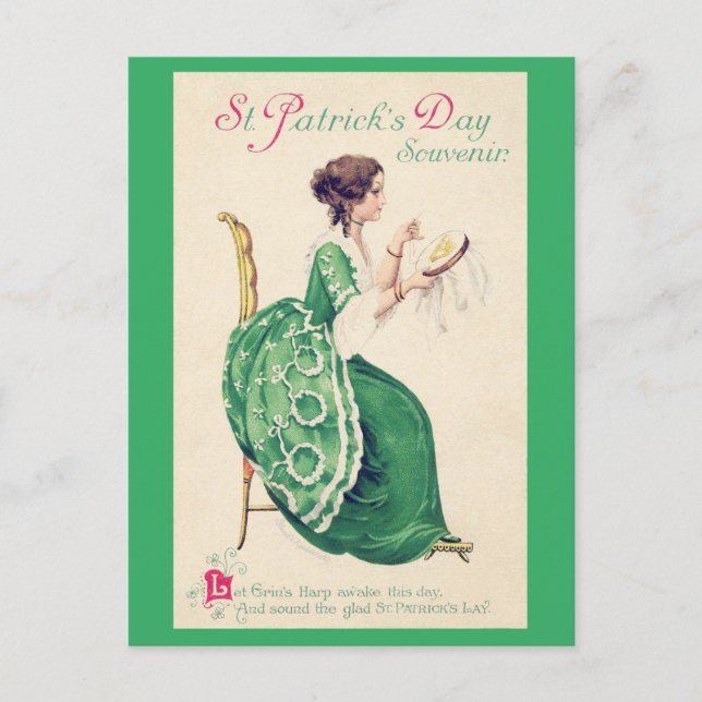 St. Patrick's Day Dam, Vintage Vykort (Framsida)