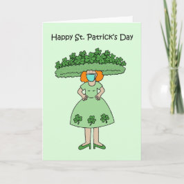 St. Patrick's Day Dam Wearing Shamrock Dress Kort