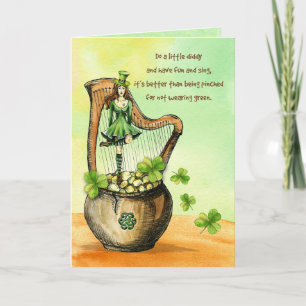 St. Patrick's Day Dancing Lass Pot of Guld Kort