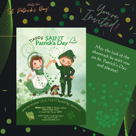 ST PATRICKS DAY Dancing Leprechauns hand plockade Inbjudningar