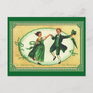 St. Patrick's Day Dancing lite Vintage bild Vykort