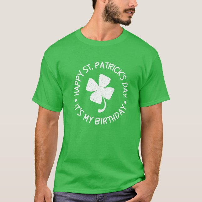 St. Patrick's Day Det är min födelsedag Shamrock L T Shirt (Framsida)