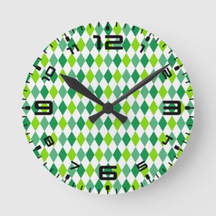 St. Patrick's Day Diamond Shape Mönster-54603 Rund Klocka