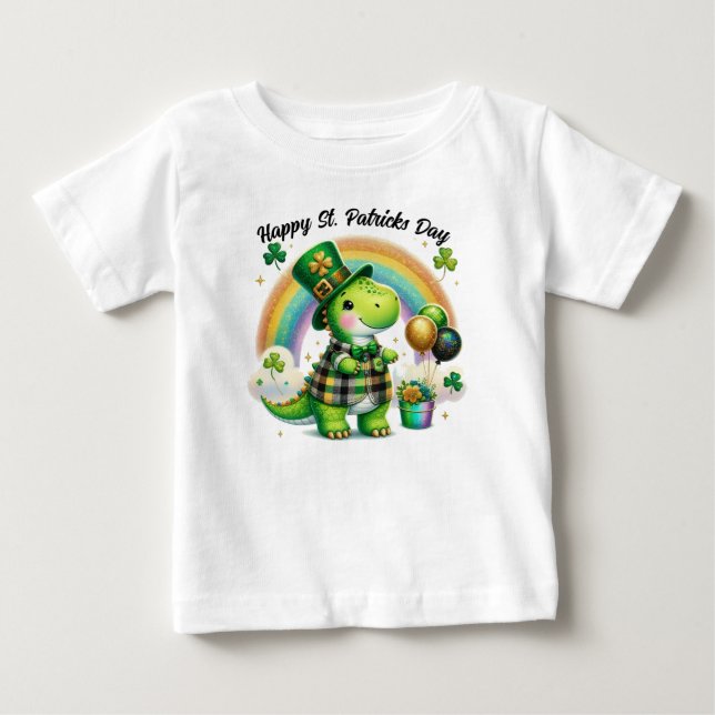 St. Patricks Day Dino blir T Shirt (Framsida)