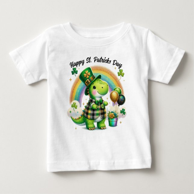 St. Patricks Day Dino T Shirt (Framsida)