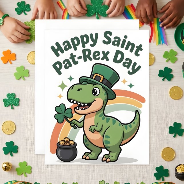 St Patricks Day Dinosaur Barn Kort (Skapare uppladdad)