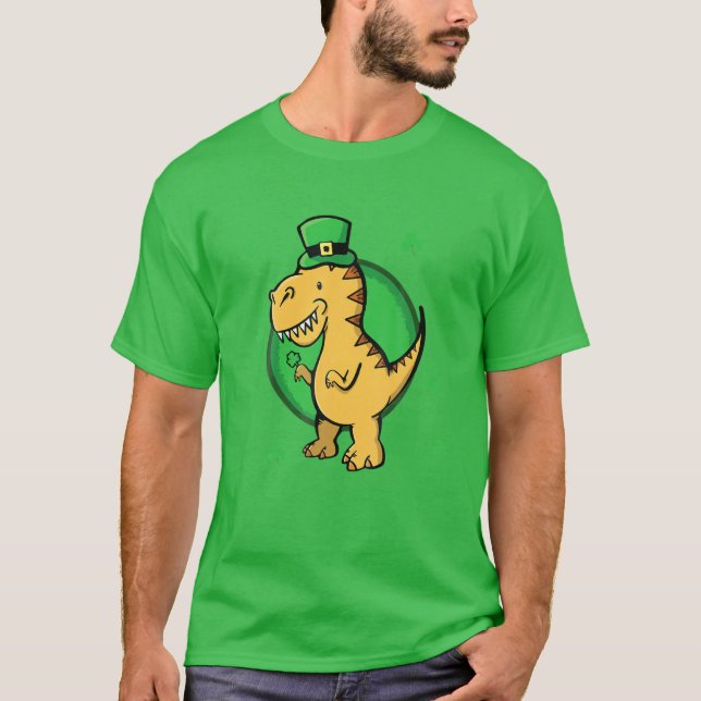 St patricks day Dinosaur Irish Funny Manar Boy Bab T Shirt (Framsida)