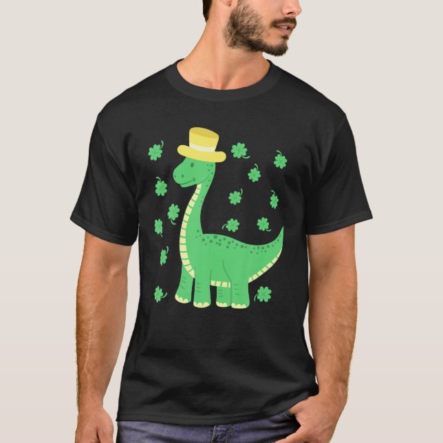 St. Patrick's Day Dinosaur Klöver Löv Irish T Shirt (Framsida)