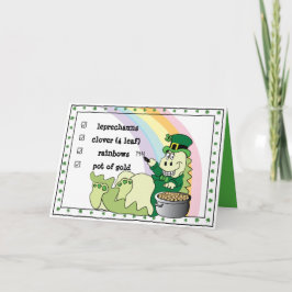St. Patricks Day Dinosaur Leprechaun Kort