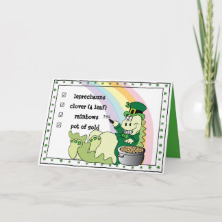 St. Patricks Day Dinosaur Leprechaun Kort