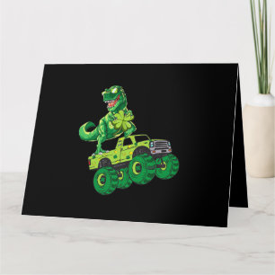 St patricks day Dinosaur Monster Lastbil Shamrock Kort