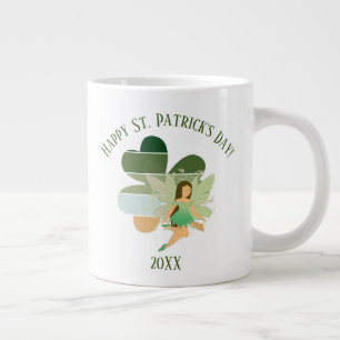 St. Patrick's Day Distress Shamrock Irish Fairy Jumbo Mugg