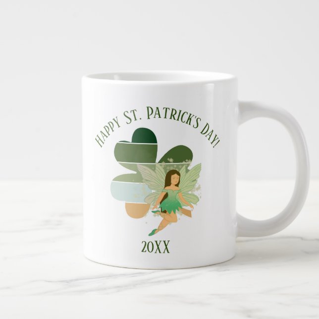 St. Patrick's Day Distress Shamrock Irish Fairy Jumbo Mugg (Höger)
