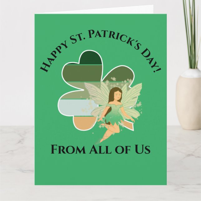 St. Patrick's Day Distress Shamrock Irish Fairy Kort (Framsida)