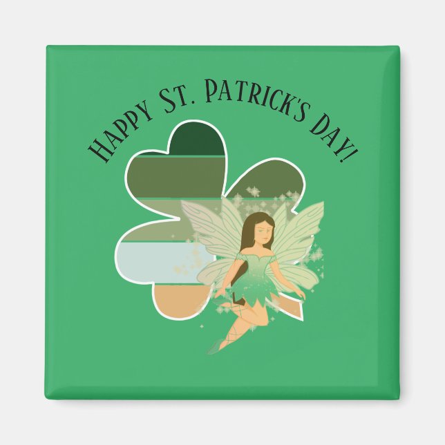 St. Patrick's Day Distress Shamrock Irish Fairy Magnet (Framsidan)