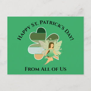 St. Patrick's Day Distress Shamrock Irish Fairy Vykort