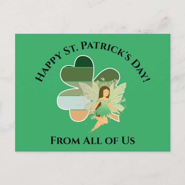 St. Patrick's Day Distress Shamrock Irish Fairy Vykort (Framsida)
