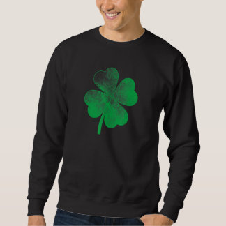 St Patricks Day Distressed Shamrock Saint Paddy's  Lång Ärmad Tröja