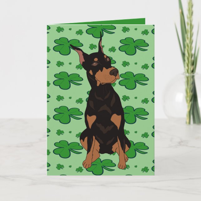 St. Patrick's Day Doberman Pinscher  Helgkort (Framsida)