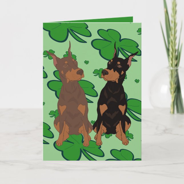 St. Patrick's Day Doberman Pinscher  Helgkort (Framsida)
