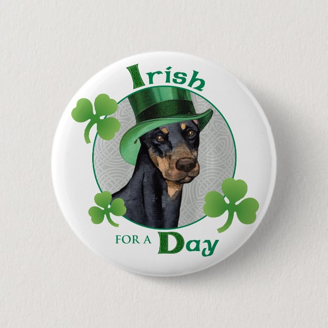 St. Patrick's Day Doberman Pinscher Knapp (Framsida)