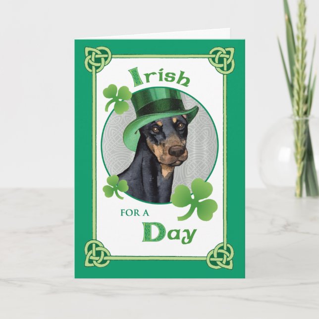 St. Patrick's Day Doberman Pinscher Kort (Framsida)