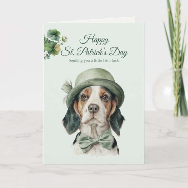 St. Patrick's Day Dog Greeting Card – Irish Luck Helgkort (Framsida)