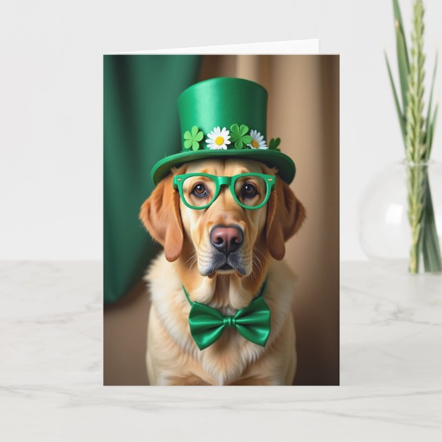 St Patricks Day Dog Photo Card Kort (Framsida)