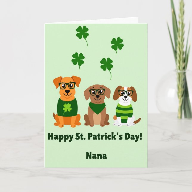 St Patricks Day Dogs Nana Card Kort (Framsida)