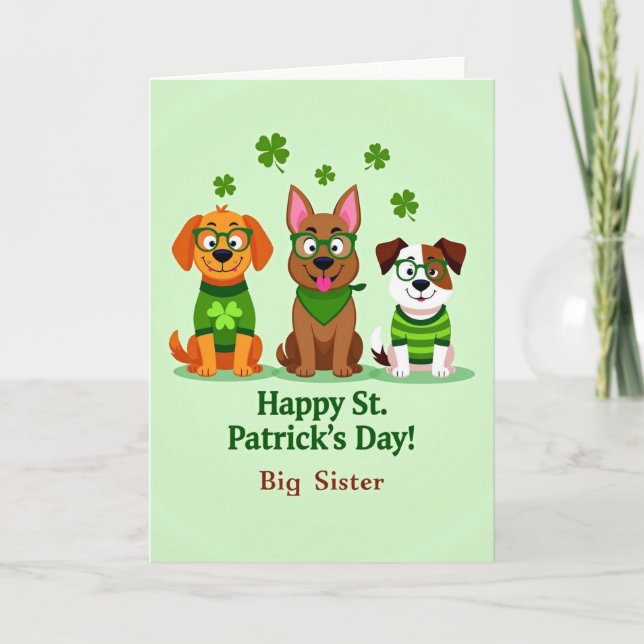 St Patricks Day Dogs Vector Art Card Kort (Framsida)