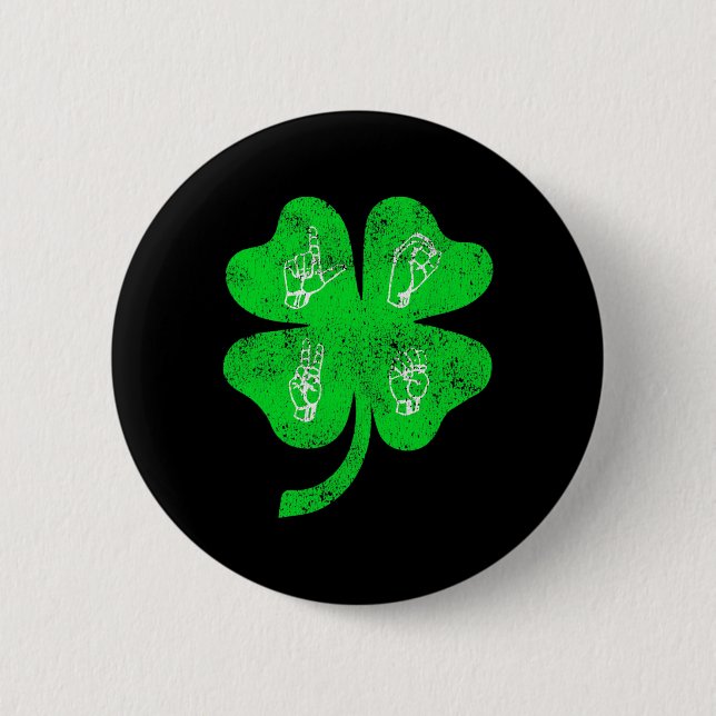 St patrick's day Döv för kärlek-teckenspråk Knapp (Framsida)