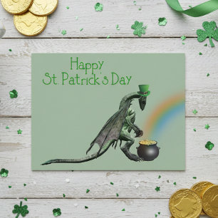 St. Patrick's Day Dragon Pot of Guld Vykort