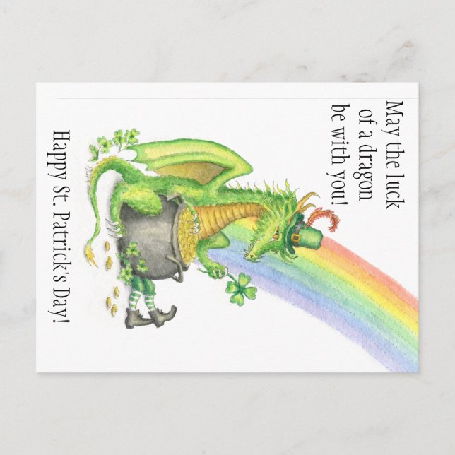 St. Patrick's Day Dragon-vykort Vykort (Framsida)